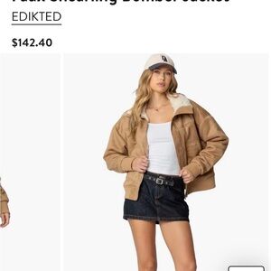 Edikted Camel Shearling Bomber Jacket